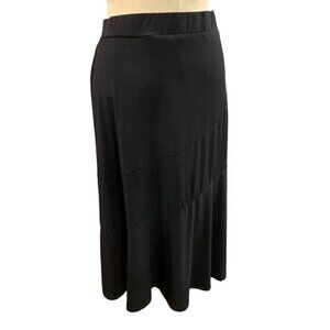 Size 1X JM Collection Black Pull On Skirt A-Line Midi Skirt Diagonal Seam
